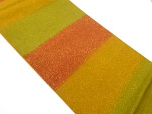 手織り紬横段模様全通洒落袋帯